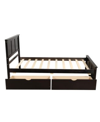 Full Size Wood Platform Bed with House-shaped Storage Headboard and 2 Drawers