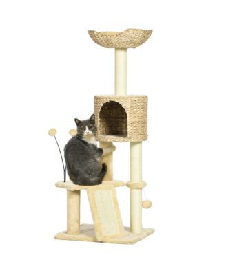 45" Cat Tree with Scratching Posts, Ramp, Condo, Toy Balls