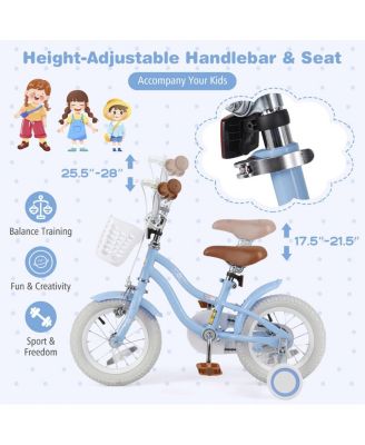 12 Inch Kids Bike with Adjustable Handlebar and Seat for 3-4 Year Old