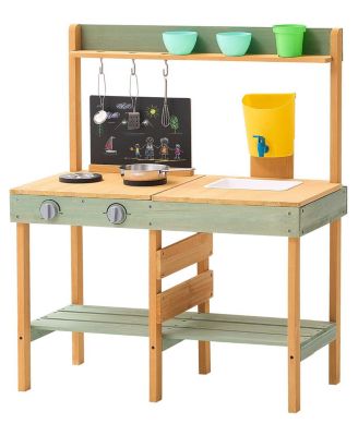 Outdoor Mud Kitchen with Planter Box, Blackboard & Faucet