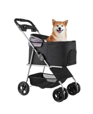 4-Wheel Foldable Pet Stroller with Detachable Carrier, Holds up to 35 lbs