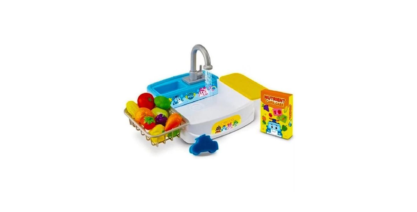 Детские игрушки Robocar Poli Edu Automatic-Water-Circulation Color-Changing 10-Piece Play Sink Set, Ages 3+ — фото 3
