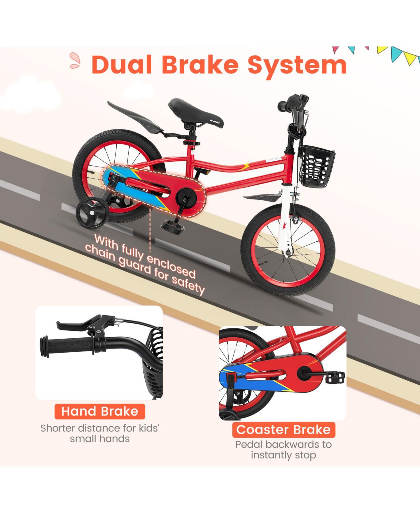 Детская игрушка SUGIFT 14-Inch Kids' Bike with Training Wheels, Adjustable, Ages 3-5, цвет: Красный — фото 9