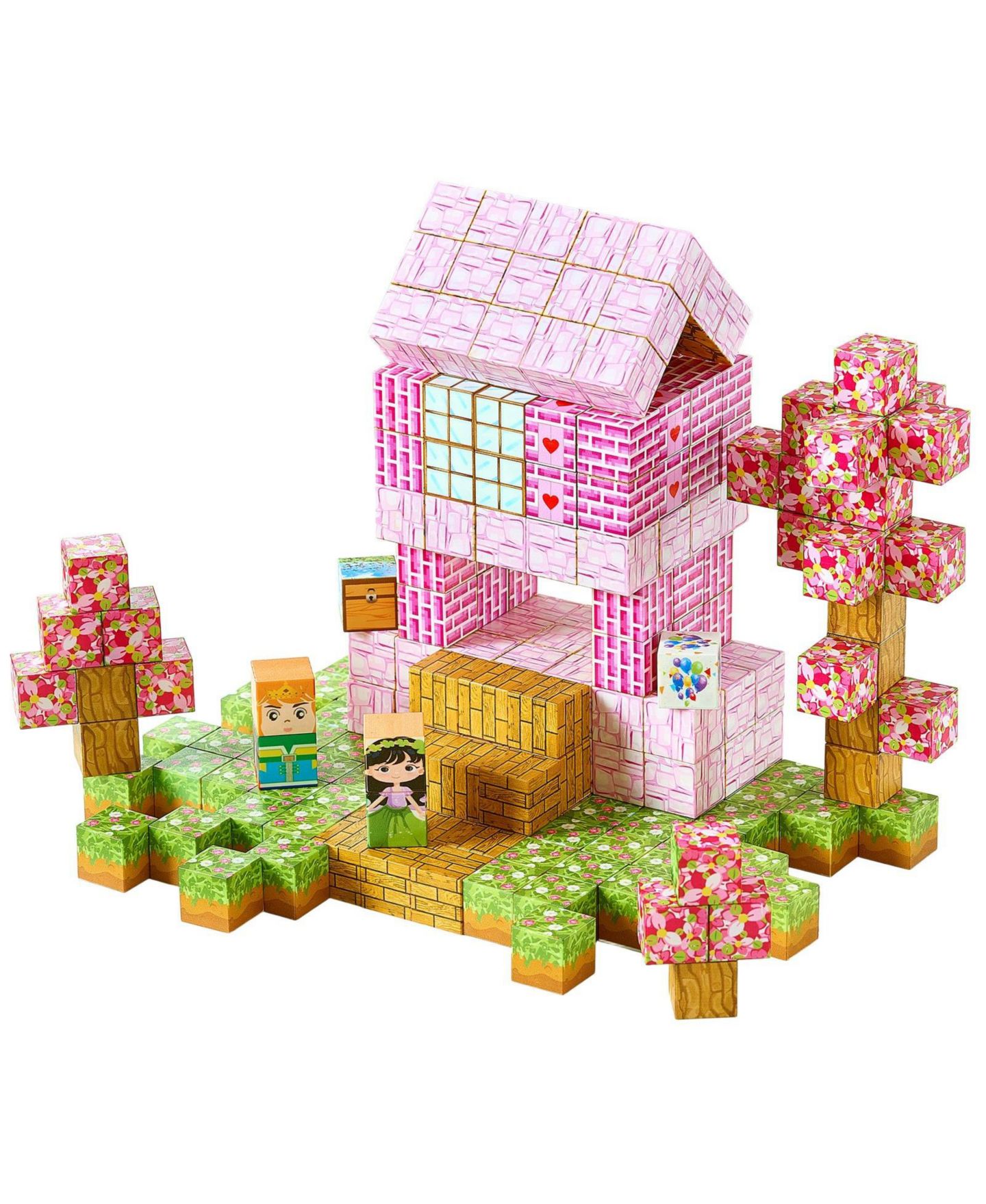 Детский конструктор Mecale Princess Castle 100-Piece Magnetic Building Set, Ages 3+, цвет: Розовый — фото 9