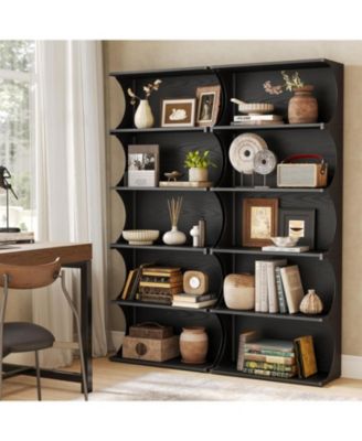 5-Tier Bookcase, 70.8" Tall Open Shelf with Curved-Edge Design, Modern Display & Storage Shelf