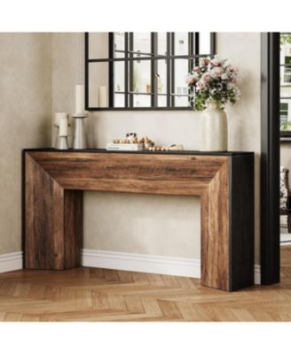 Console Table for Entryway, 63 Inches Extra Long Black Wooden Sofa Table for Living Room, Modern Hallway Foyer Table