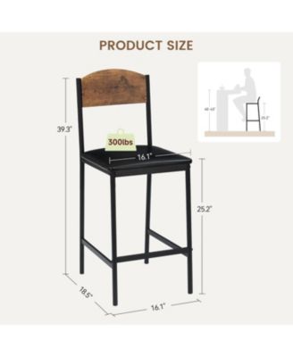 25.2 Inch Modern Counter Height Barstools with Back and Footrest Set of 4 PU Upholstered Barstools