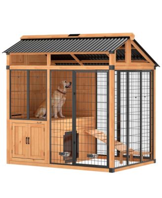 Extra Large Dog House with Activity Platform, Storage Cabinet