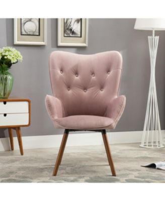 Contemporary Silky Velvet Tufted Button Back Accent Chair