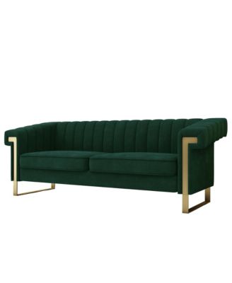 Modern Plush Sofa with Gold Accents Soft, Comfortable, and Stylish