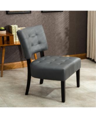 Blended Leather Tufted Accent Chair with Oversized Seating