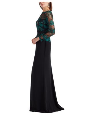 Women's Beacon Belted Embroidered Illusion Gown