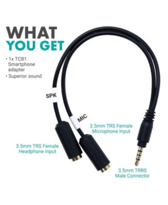 TCB1 3.5mm TRS (Female) Microphone to TRRS (Male) Smartphone Adapter