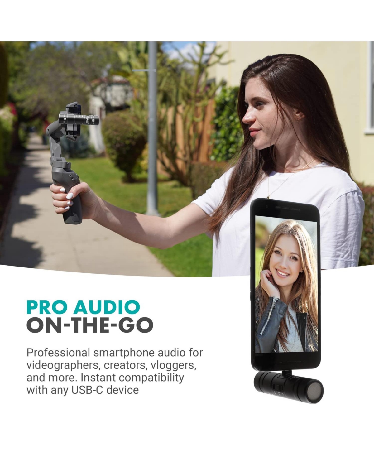 Movo DoubleMic-uc Dual Capsule Phone Microphone for Usb-c Devices