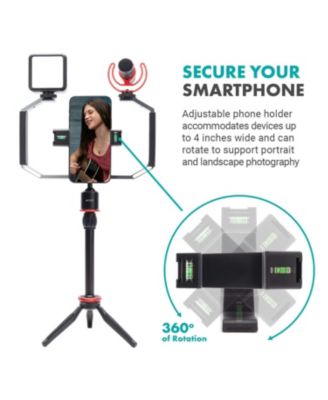 iVlog3 Smartphone Video Bundle with Microphone, Mini Tripod, LED Camera Light, Wide-Angle Lens