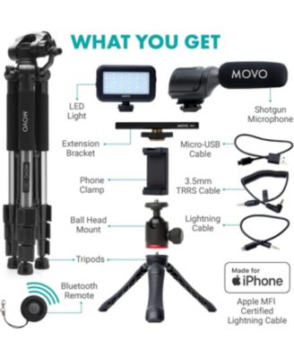 iVlogger Vlogging Kit for iPhone with Fullsize Tripod