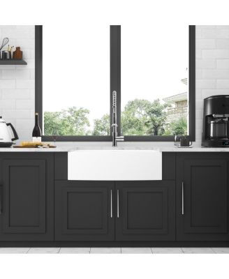 33x21x10inch White Farmhouse Sink Ceramic Porcelain Arch Edge Apron Front Single Bowl