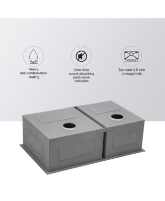 33x19x9inch Undermount Double Bowl Kitchen Sink Stainless Steel 16 Gauge 60 and 40