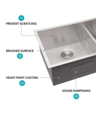 33x19x10inch Undermount Double Bowl Kitchen Sink Stainless Steel 16 Gauge 60 and 40
