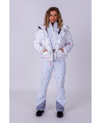 Women's White Print Chic Puffer Jacket