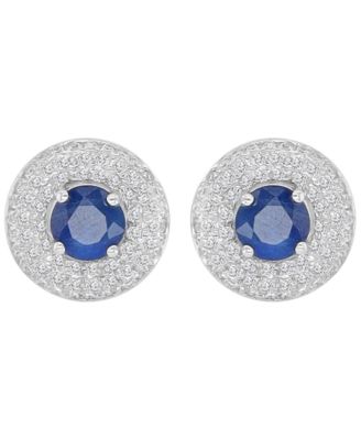 Sapphire (0.76 ct. t.w.) & Diamond Puffy Stud Earrings