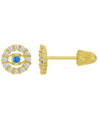 Pave Evil Eye Stud Earrings