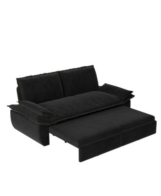 73.2" Queen Pull-Out Sofa Bed – 3-in-1 Convertible Velvet Sleeper with Chaise Lounge for Living or Guest Room