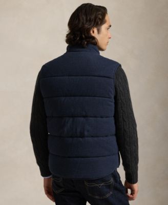 Men's Herringbone Print Estate Mock-Neck Rib Vest