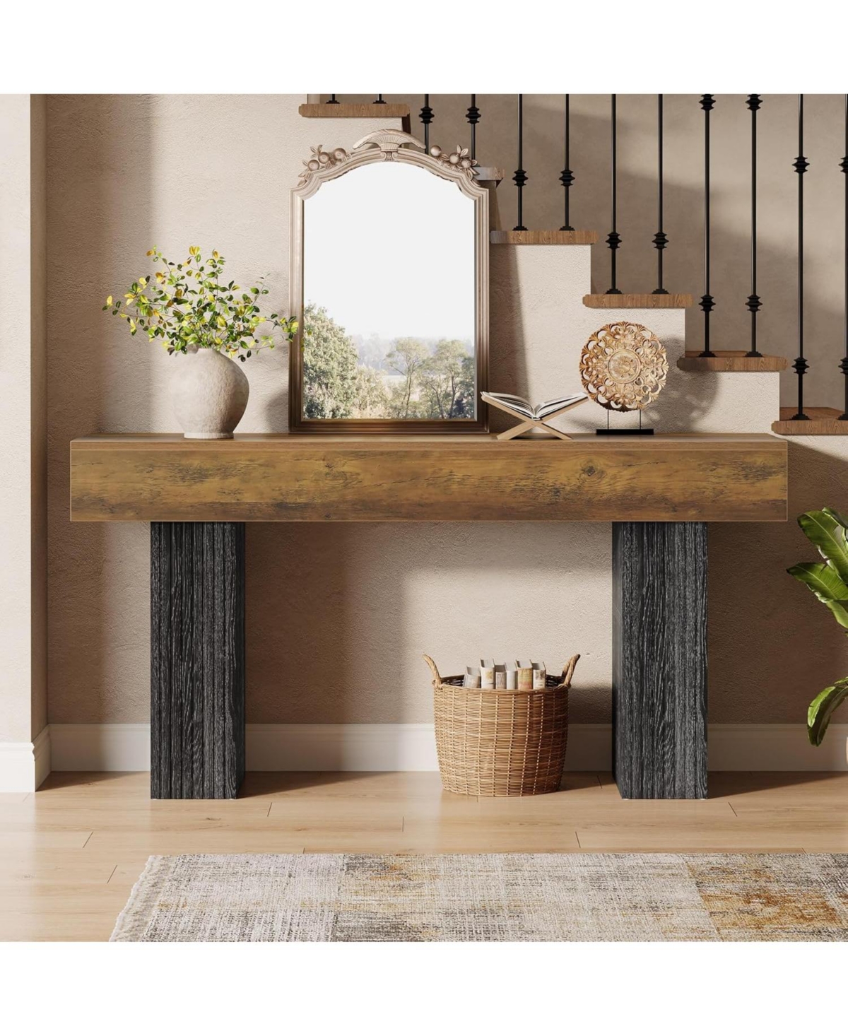 Tribesigns 63" Long Entryway Table, Farmhouse Console Table Behind The Couch, Wooden Foyer Stand Entry Station for Entrance
