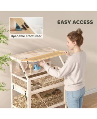 Wooden 3 Tier Hamster Cage with Storage Shelf for Dwarf, Gerbil