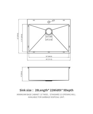 huluwat 28x22x9inch Gunmetal Black Kitchen Sink Drop In Topmount Stainless Steel 16 Gauge