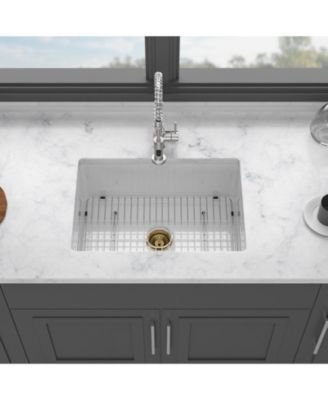 huluwat 30x18x10inch Undermount Single Bowl Fireclay Kitchen Sink White Porcelain Dual Mount