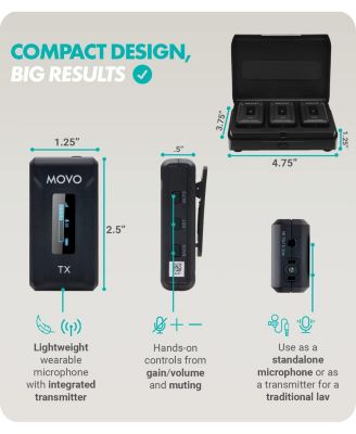 WMX-2-DUO Dual Wireless Lavalier Microphone System with Charging Case for Cameras