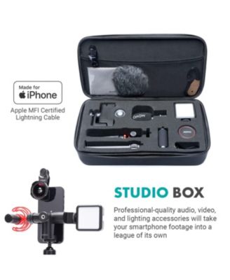 iVlog1 Vlogging Kit for iPhone with Shotgun Mic, LED Light, Tabletop Tripod, Fullsize Tripod and More