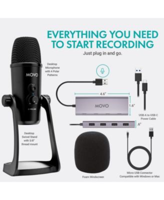 USB Podcast Equipment Bundle for 2 with USB Interface with 2 Condenser Microphones
