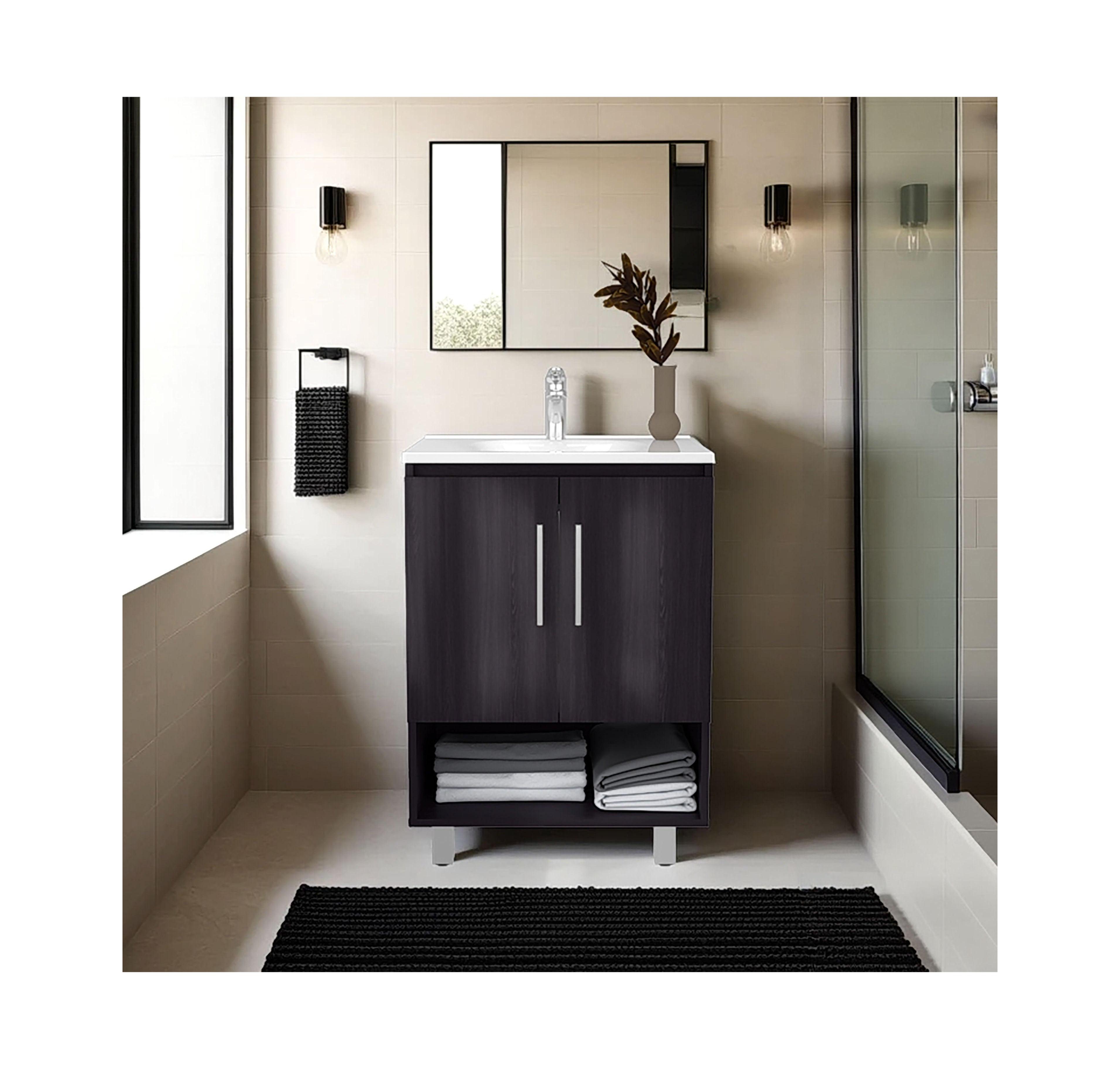 Fm Furniture Texas Freestanding Bathroom Vanity Cabinet with Double Doors,Elevated Base, Modern Design for Sink Installation and Organized Storage