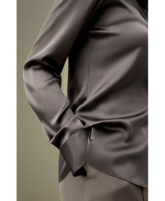 Women's Elegant Silhouette Silk Shirt