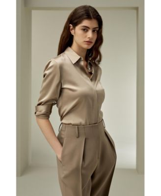 Women's Elegant Silhouette Silk Shirt