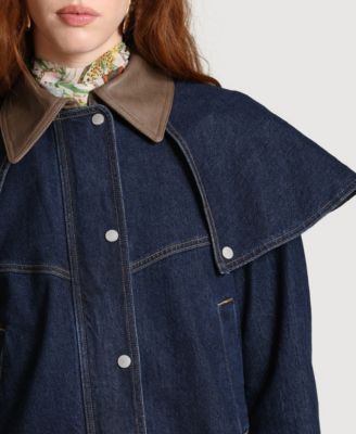 Women's Denim Cape Spread Collar Jacket