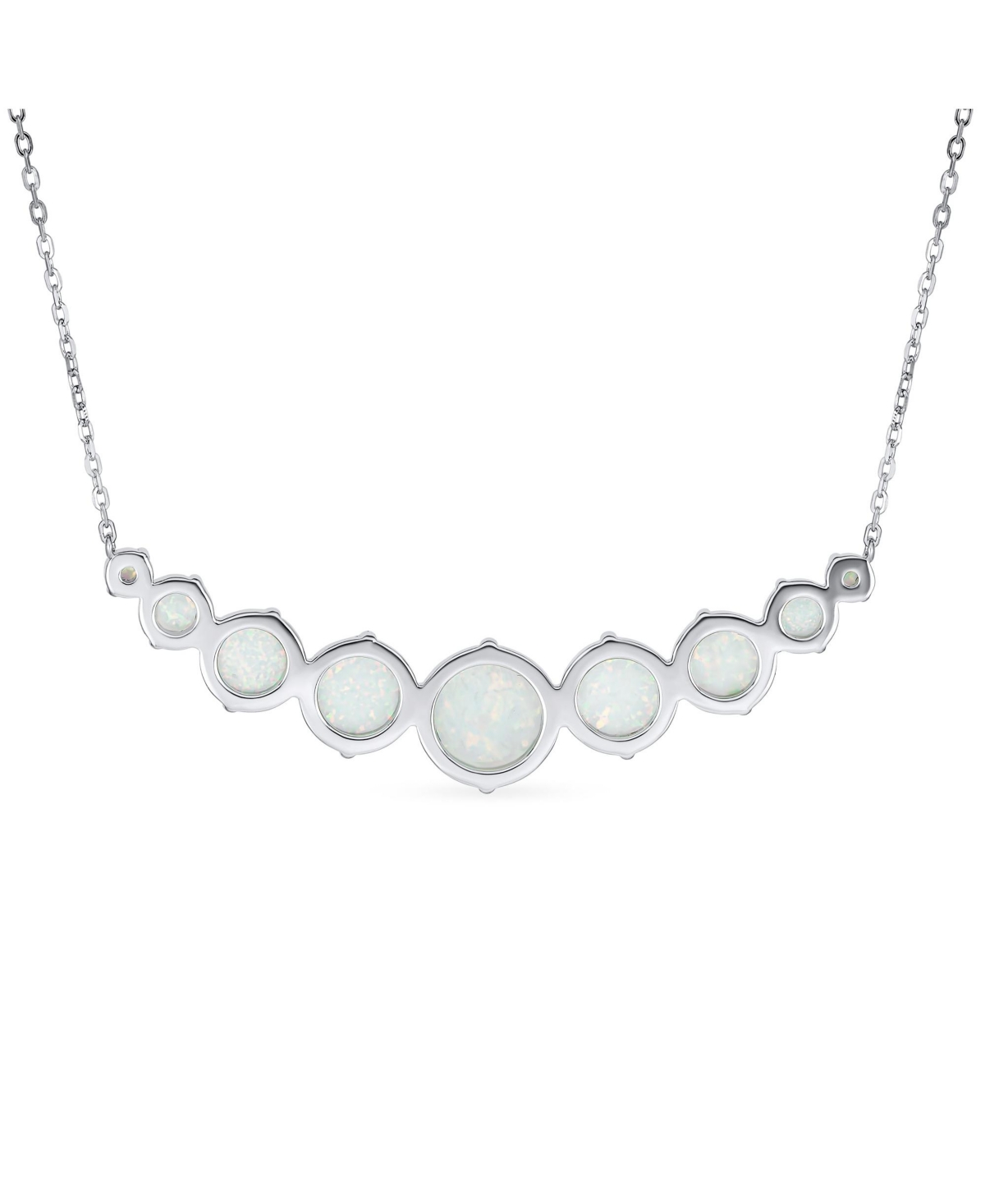 Bling Jewelry White Created Opal Statement Necklace and Solitaire Stud Earrings Jewelry Set Sterling Silver