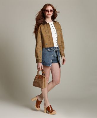 Women's Embellished Chore Spread Collar Jacket