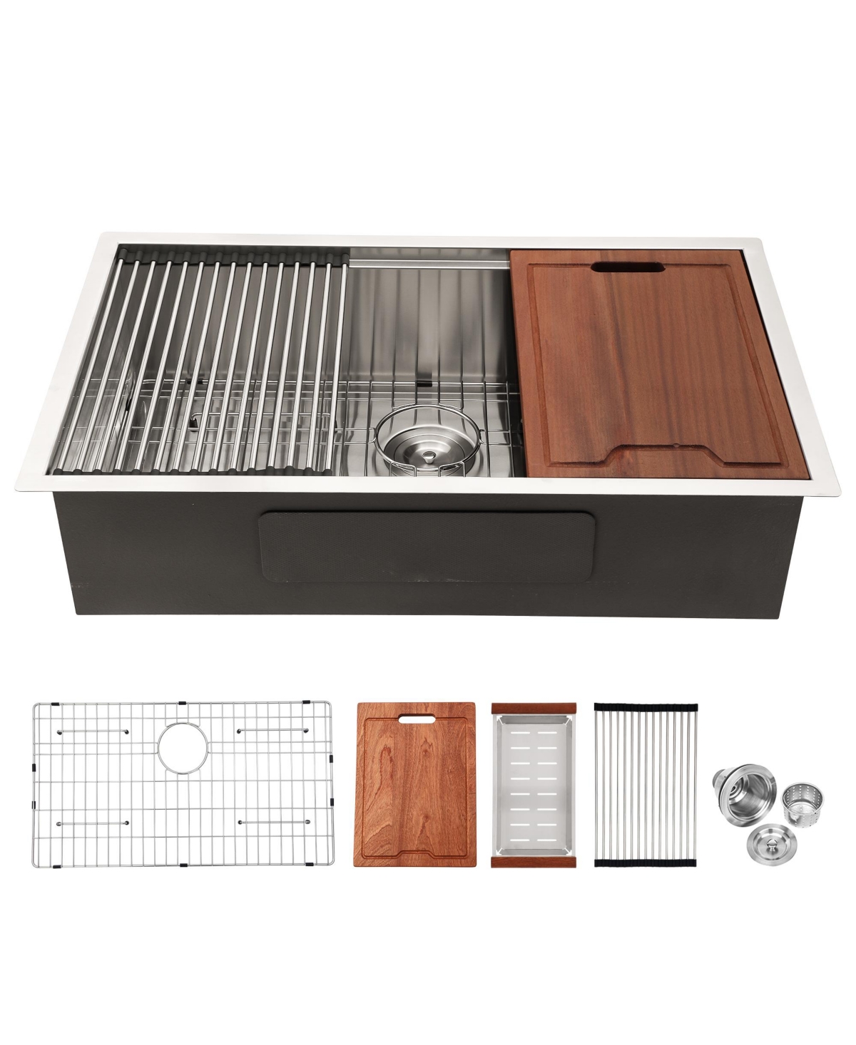 flynama 28x19x10inch Undermount Workstation Kitchen Sink Stainless Steel Single Bowl 16 Gauge