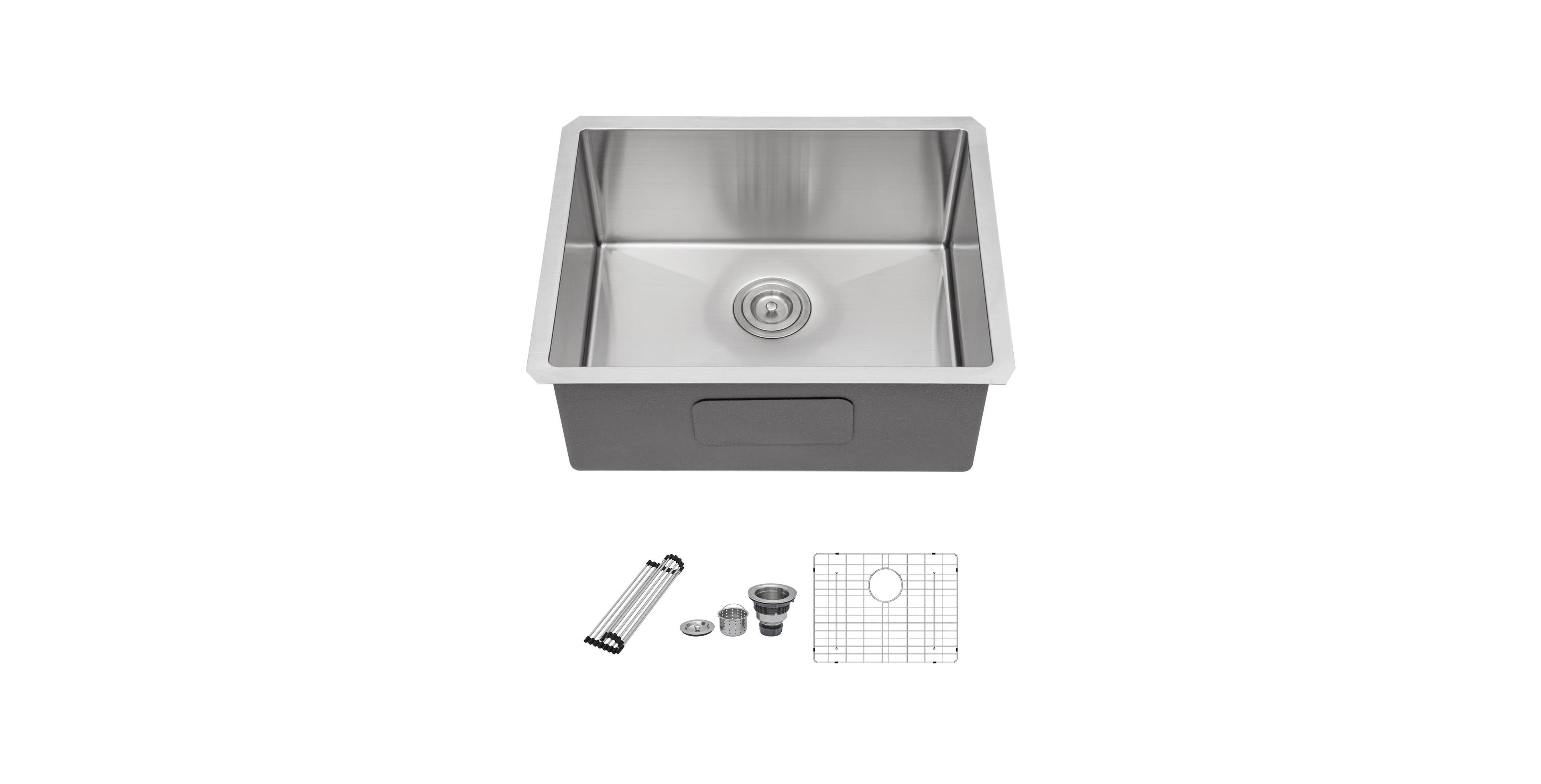 flynama 23x18x9inch Undermount Kitchen Sink Single Bowl Stainless Steel 16 Gauge Deep Basin