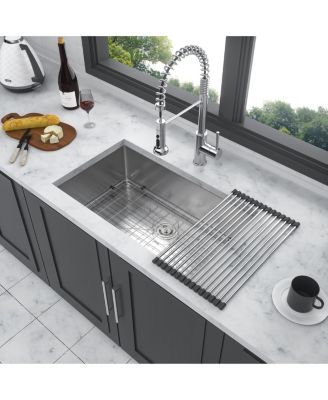 16-Gauge Stainless Steel Undermount Kitchen Sink, Single Bowl, 32" x 19" x 10" Deep