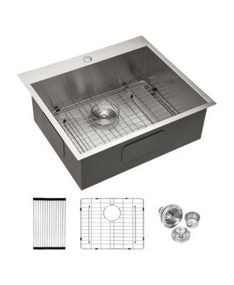 16-Gauge Stainless Steel Drop-In Kitchen Sink, Single Bowl, 25" x 22" x 9"