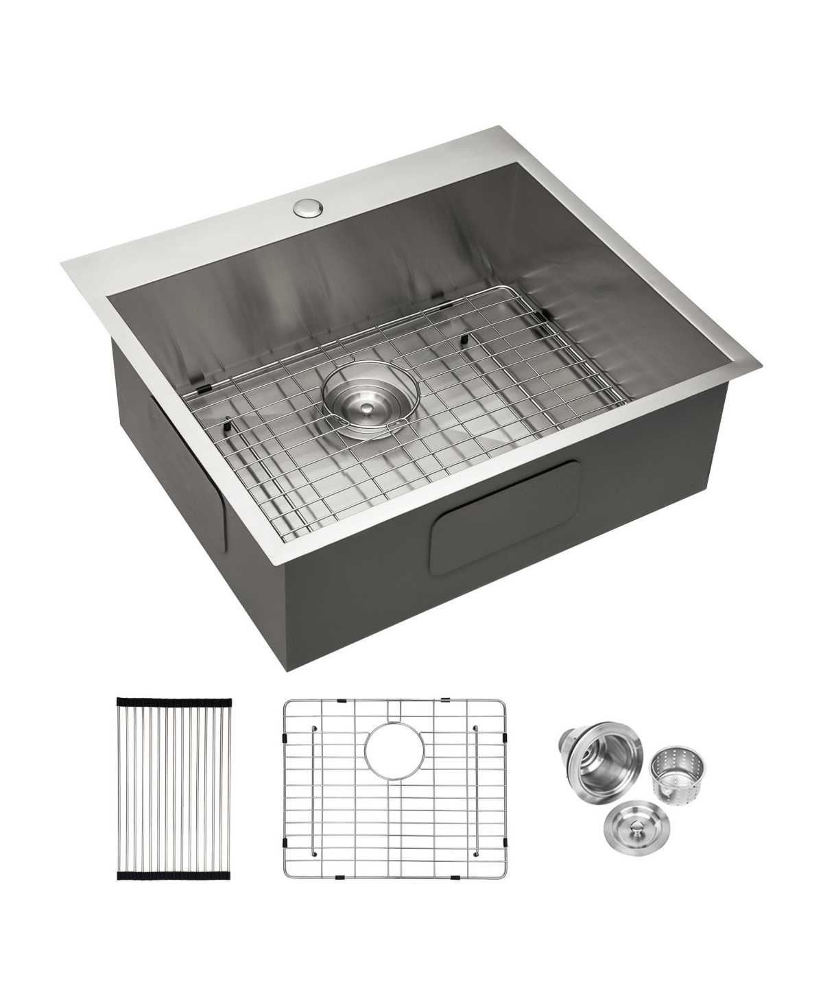 Flynama 16-Gauge Stainless Steel Drop-In Kitchen Sink, Single Bowl, 25" x 22" x 9"