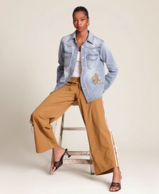 Women's Cheetah Embroidered Button-Front Shirt