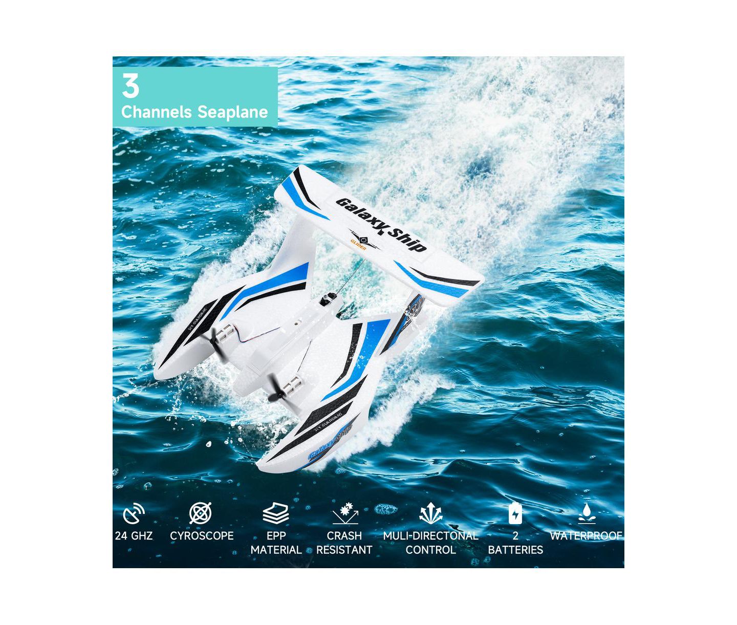 Детская игрушка Bruce & Shark 3-in-1 2.4G Remote Control Plane, цвет: Синий — фото 6