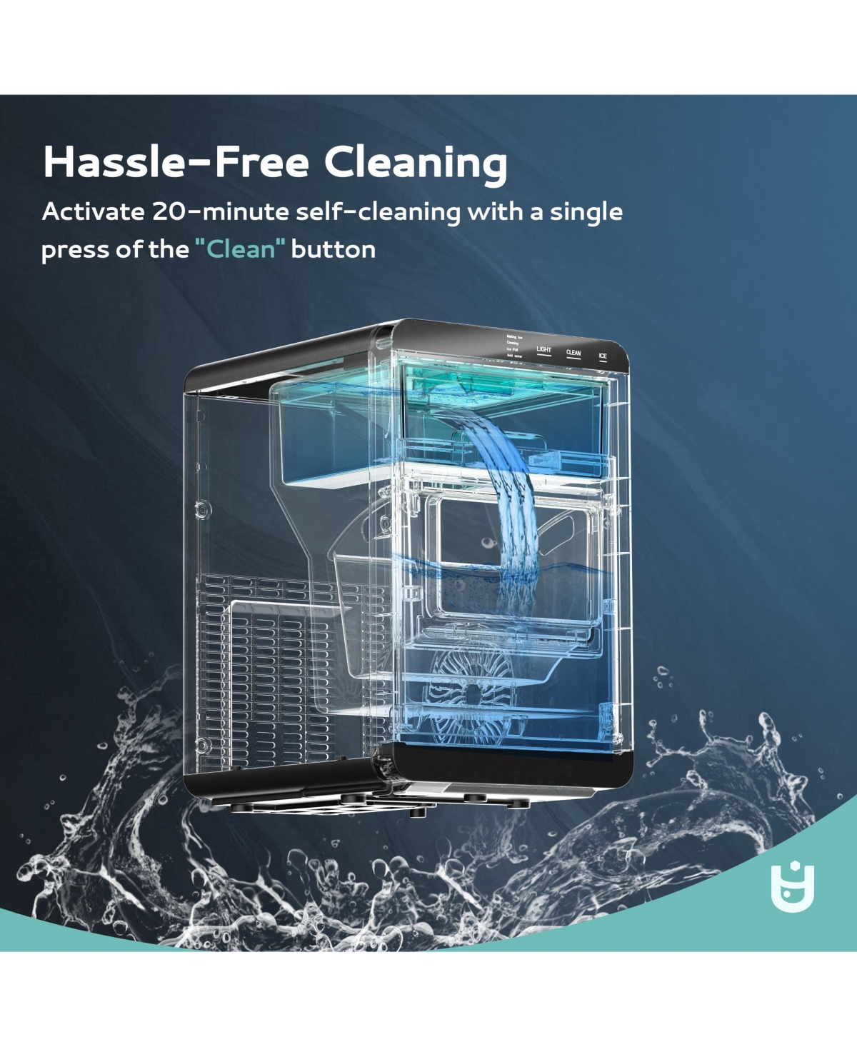 Euhomy 45-lb Per Day Nugget Ice Countertop Portable Ice Maker with 2lb Capacity and Auto-Cleaning