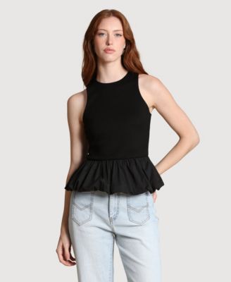 Women's Peplum Crew Neck Tank Top